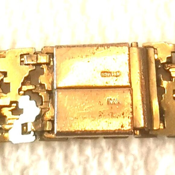 VINTAGE K&L GERMANY ROLLED GOLD Woven Modernist Bracelet Mid Century 1960s Gold - Picture 7 of 8